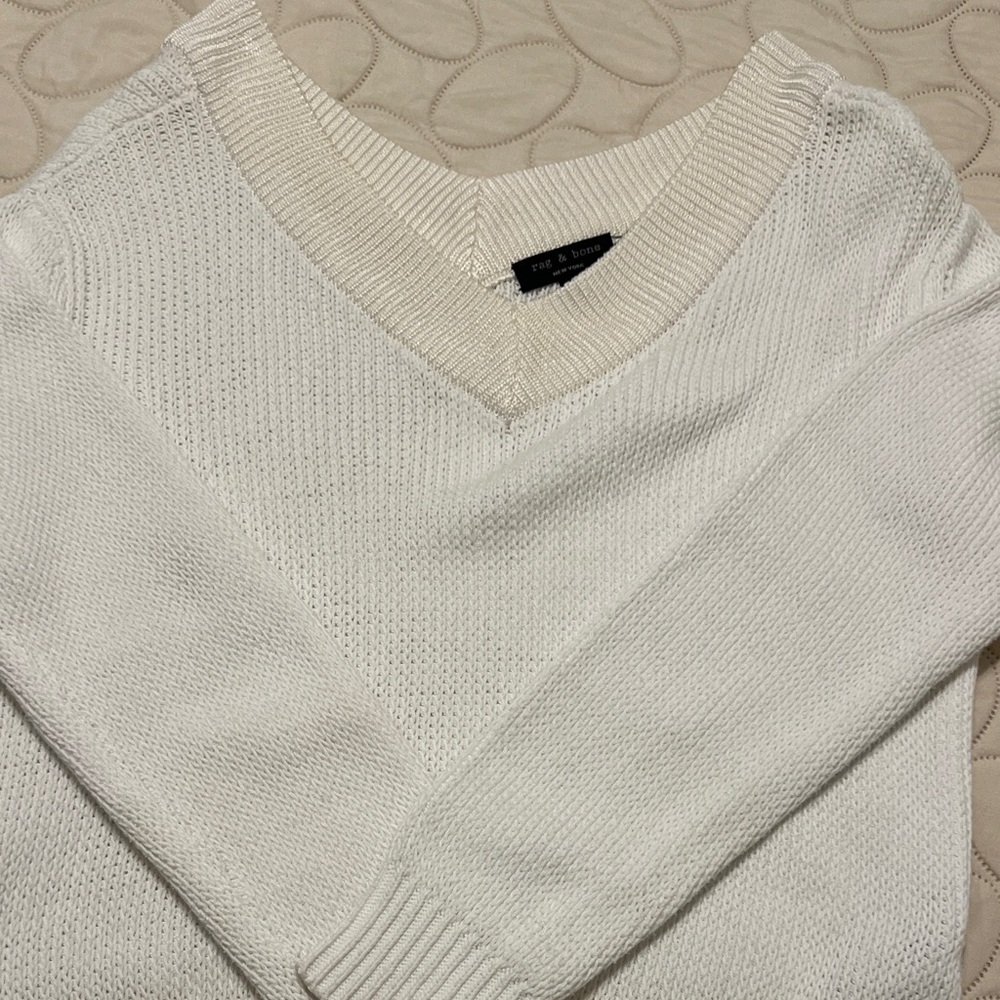 Rag & Bone Off-White Textured Knit Top